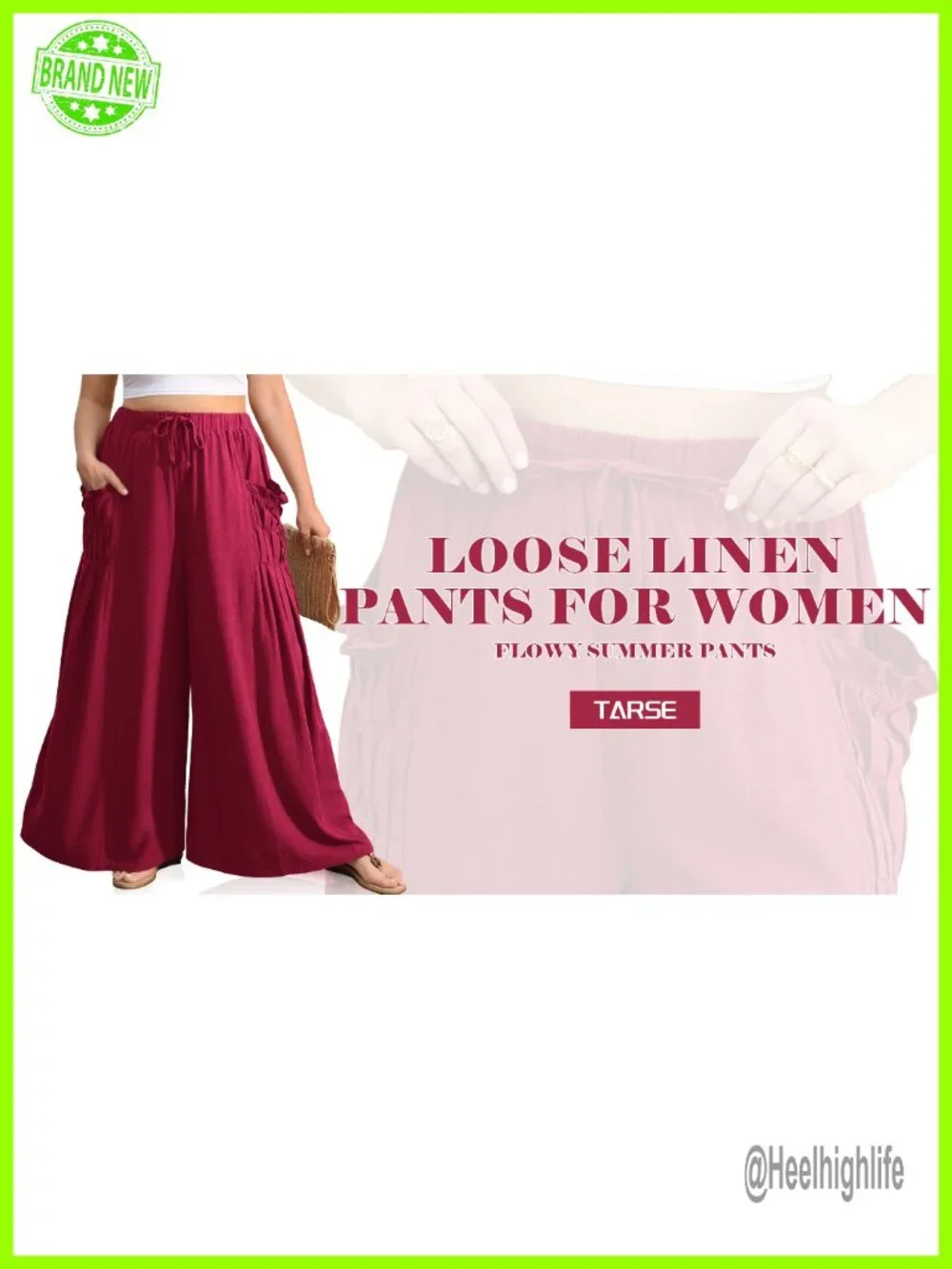 Women's Wide Leg Linen Blend Pants Flowy Palazzo Drawstring